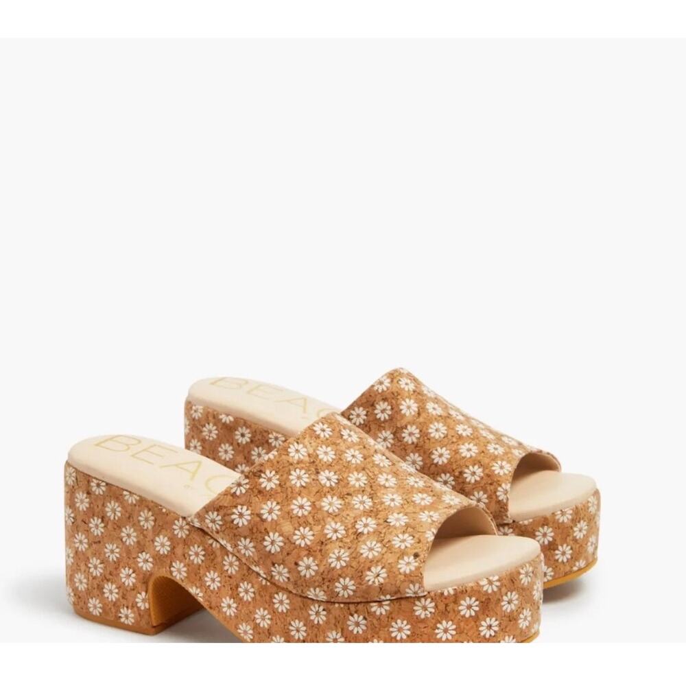 Beach Matisse Terry Flower Cork Platform Heels Size 6